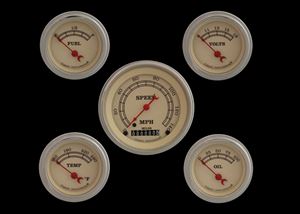 Vintage Series Five Gauge Set 3 3/8" Speedo Cream